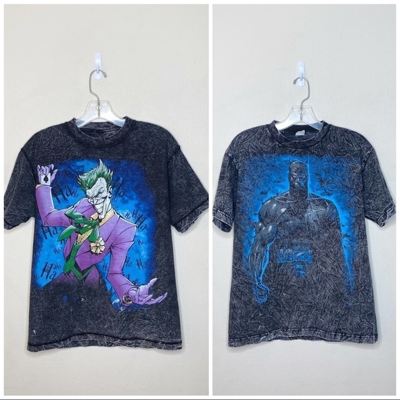 Vintage Joker Batman T Shirt Acid Wash Reversible - Picture 1 of 9